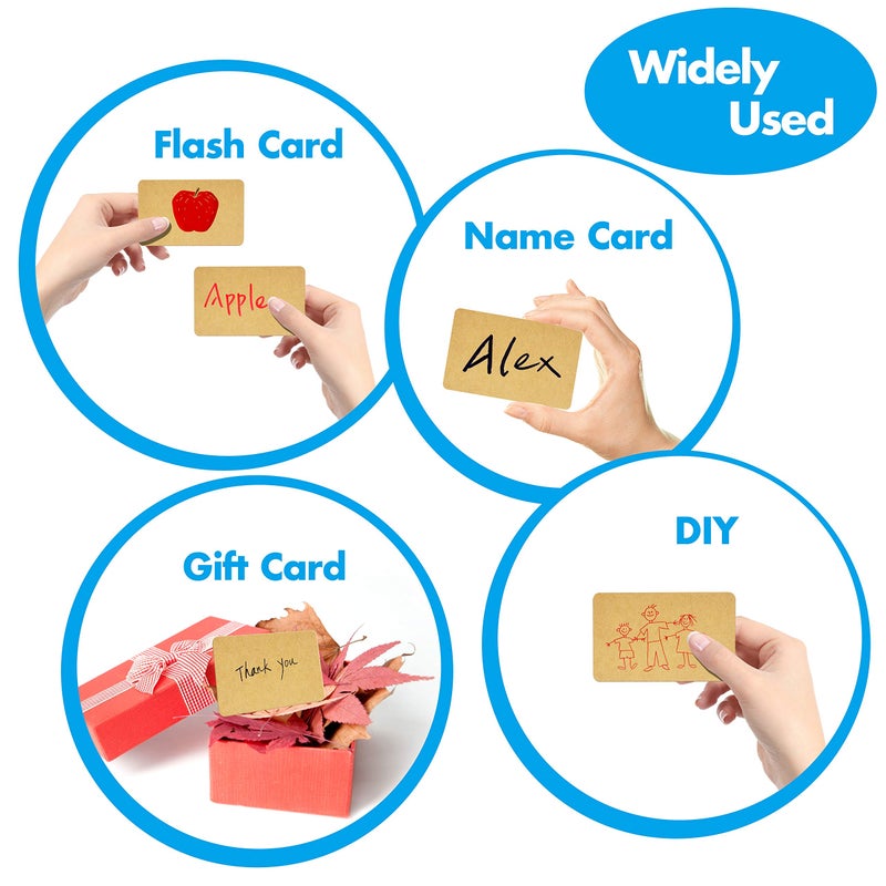 Vantasii 250 PCs Original Wood Color Blank Kraft Paper Round Corner Flash Word Message Gift DIY Index Card (3.5â€ X 2.1â€) - Image 4